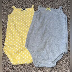 Yellow Polka Dot & Gray Infant Tank Bodysuits - Set of 2